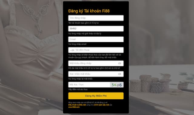Đăng ký tài khoản tại Fi88 "đơn giản" dành cho người mới